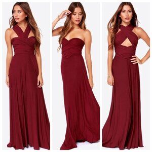 Lulus Tricks of the Trade Burgundy Maxi Dress NEW